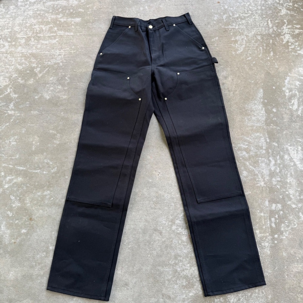 Carhartt Black Loose Fit Firm Duck Double-Front Utility Work Pants 30x34